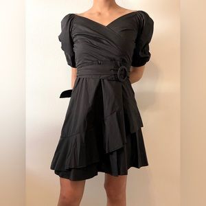 Ruffle Detailed Puff- Sleeved Dress